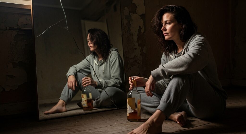 corpo saudável e outro com danos causados pelo consumo prolongado de álcool.