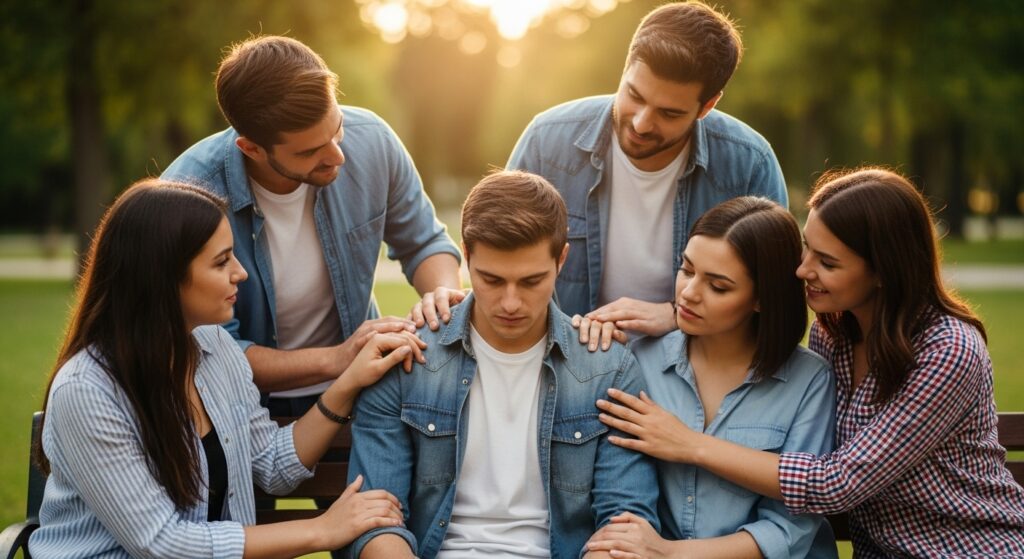Homem caminhando em um parque ao nascer do sol, representando superação e recuperação após uma crise de depressão.