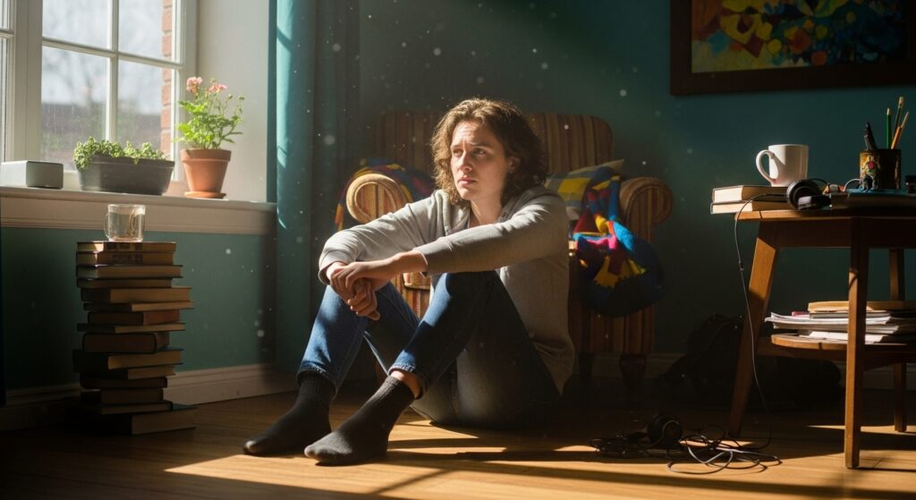 Cena de filme retratando o impacto da dependência química na vida de uma pessoa.