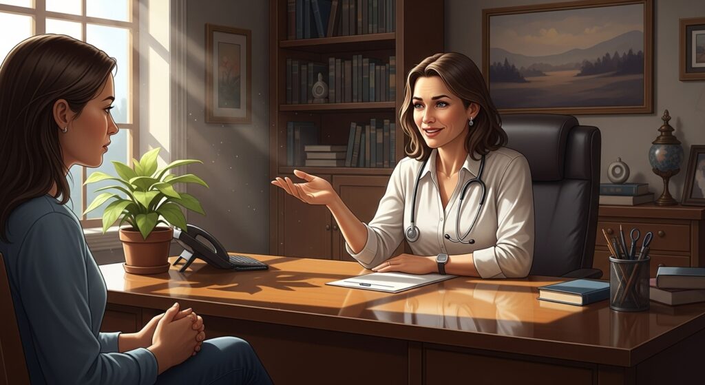 equipe médica acolhendo paciente em clínica de reabilitação moderna e próxima, simbolizando cuidado e recuperação.